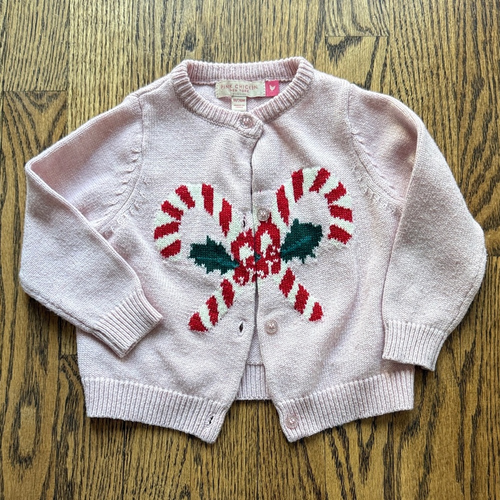 Pink Chicken Soft Pink Button-Up Sweater Christmas 18-24m